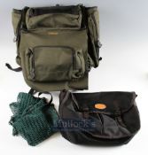 Fox Evolution Fishing Bag – Multi pocket green back pack bag together with Shakespeare waterproof