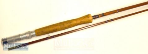 J.S Sharpe Ltd Aberdeen “The Scottie” split cane fly rod - 9ft 2pc line WT 6# -lightly soiled cork