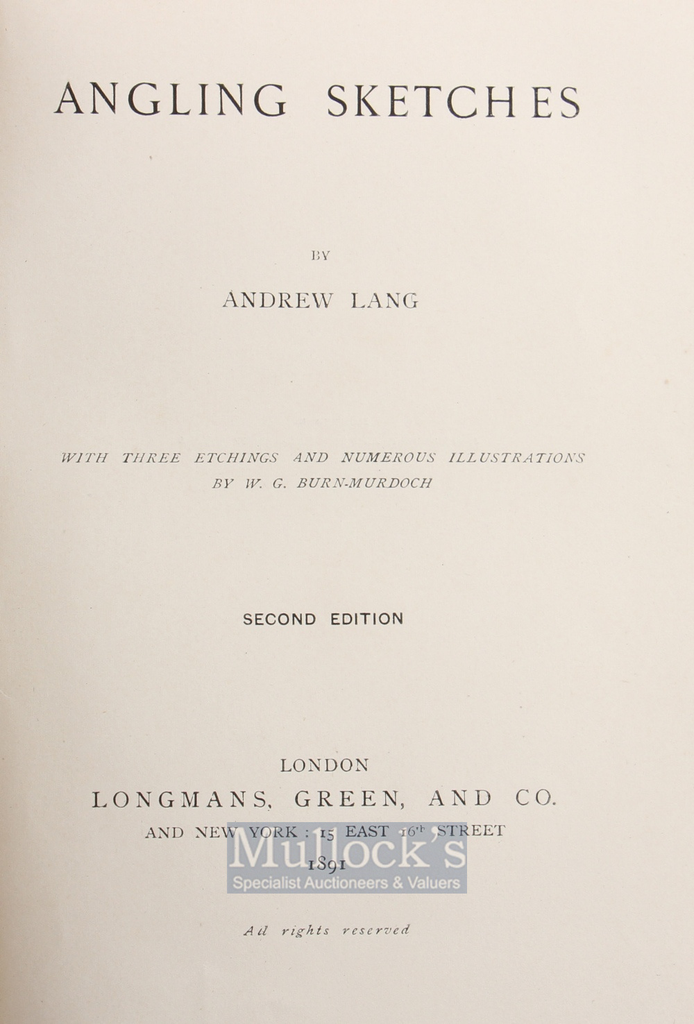 Lang Andrew – Angling Sketches 1891, 2nd edition original green cloth binding - Image 2 of 2