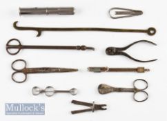 Collection of Disgorgers and Angler’s Scissors – Early examples including 1 Allcock’s in various