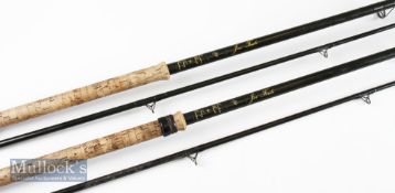 2x Terry Eustace Custom Built Pike Rods - 11ft 2pc hollow glass – lined fuji style rings – 30”