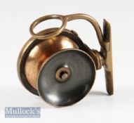 Scarce smallest size P.D Malloch Perth Pat Brass side casting reel – 2 1/8” dia, quick release