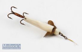 Hardy Bros Mother of Pearl Devon minnow bait - body measures 2” with copper collar and fins, fins