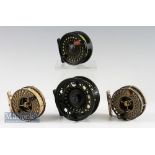 4x various Fly Fishing Reels - 2x very good matching J Austin Forbes fly reels  2.7/8 both with line