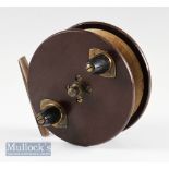 Good Ogden Smiths London “Fabros” fibre sea/boat reel – 4.5” dia, brass star back and rear drum