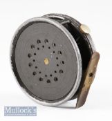 Hardy Bros England The Perfect alloy trout fly reel-3 3/8” dia, ribbed brass foot is, constant