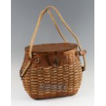 Early Basket & Reed Fishing Creel – Unusual large shaped creel made from basket ware, reed and