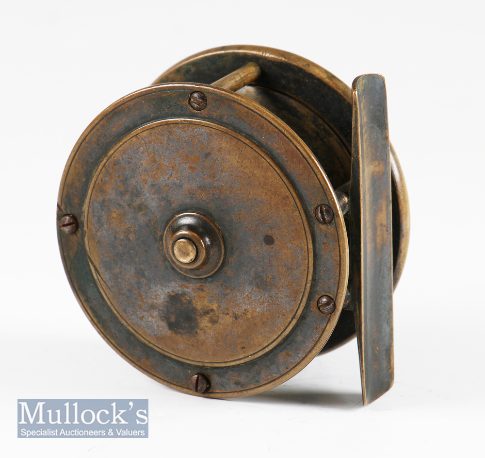 Good Hardy Bros Alnwick Birmingham brass trout fly reel – 2.75 ” dia with makers bordered oval logo, - Image 2 of 2