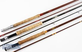 3x various Hardy, Fibatube and hollow glass fly rods – Hardy Jet 9ft 2pc line 7#, soiled cork handle