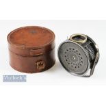 Hardy Bros England The Perfect alloy salmon fly reel - 4.5” dia, ribbed brass foot, nickel plated