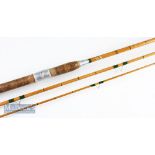 Good Allcocks The Eclipse split cane course rod - 10’9” 3pc with Agate lined butt and tip guides,