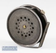 Hardy Bros Alnwick The Perfect Dup Mk II alloy trout fly reel c.1930’s – 3 3/8” dia, smooth brass