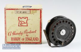 Hardy Bros ‘St John’ 3 7/8” alloy fly reel with 3 screw latch, rim tension screw, ribbed brass foot,