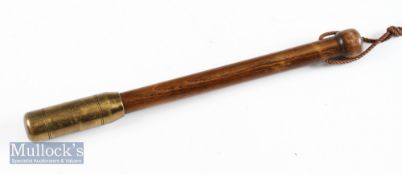 Hardy Bros weighted wood and brass fishing priest with wooden shaft, rope loop, marked with maker’