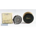 Hardy Bros Alnwick The Perfect post-war LHW alloy trout fly reel and makers box – 3 5/8” dia, ribbed