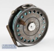 Hardy Bros Alnwick “The St George” narrow alloy drum salmon fly reel c.1930 - 3.75” dia, ribbed