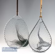 2x good trout landing nets – Whitlock traditional folding landing net with wooden handle and steel