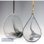 2x good trout landing nets – Whitlock traditional folding landing net with wooden handle and steel