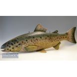 Large metal Rainbow Trout hanging/free standing shop display – overall 37” long c/w 2x hanging hooks
