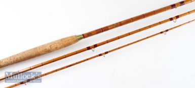 Fine Edgar Sealey “All Round” split cane salmon fly rod: 12ft 3pc with red agate lined butt and