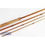 Fine Hardy Bros Alnwick “The No.2 A.H.E Wood” steel centre salmon fly rod – 12ft 3pc split cane with
