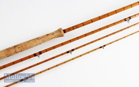 Fine Hardy Bros Alnwick “The No.2 A.H.E Wood” steel centre salmon fly rod – 12ft 3pc split cane with
