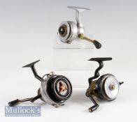 3x interesting spinning reels incl 2x right hand wind – Allcocks Duplex r.h.w with finger style pick