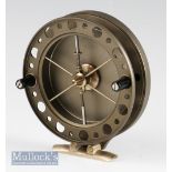 J.W Young & Son Purist 2040 Centre Pin Reel: Aerial style 4 3/8” dia fully ventilated drum and
