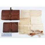 C Farlow & Co Ltd, Leather fly wallet with vellum pages including a hook sizing page and