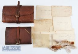 C Farlow & Co Ltd, Leather fly wallet with vellum pages including a hook sizing page and