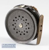 Early Hardy’s Alnwick Pat The Perfect alloy trout fly reel c.1905 – 3 1/8” dia, smooth brass foot