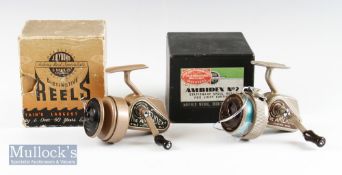 JW Young & Sons ‘Ambidex’ casting reels (2) - to include first model in gold with full bail arm,
