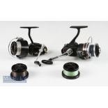 2x spinning reels - good Garcia Mitchell 300 fixed spool reel c/w 2x spare spools retaining most