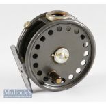 Fine Hardy Post War “The St George” alloy trout fly reel - 3 3/8” dia, smooth alloy foot, makers