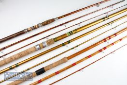 Interesting collection of whole cane, hollow glass and split cane course rods (3) – unnamed 11ft 3pc