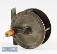 Interesting early Hardy’s Alnwick brass crank wind reel - 3” dia, with makers Hardy’s Alnwick