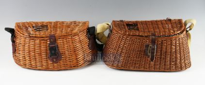 Pair of Fishing Creels – Basket construction should strap 30cm wide, 16cm high, 14cm deep (2)