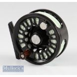 Fine Abel Super 4 Black trout fly reel – stamped 21194 Made in USA to the foot and engraved to the