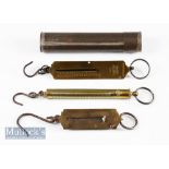 Brass Salter Pocket Scales. Salter brass fishing scales together with German pocket balance and