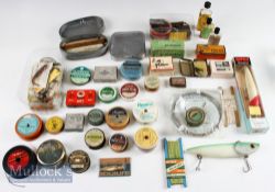 Fishing Accessories. To include Fly boxes, line, bait, lures, lead weight tins, hooks (box