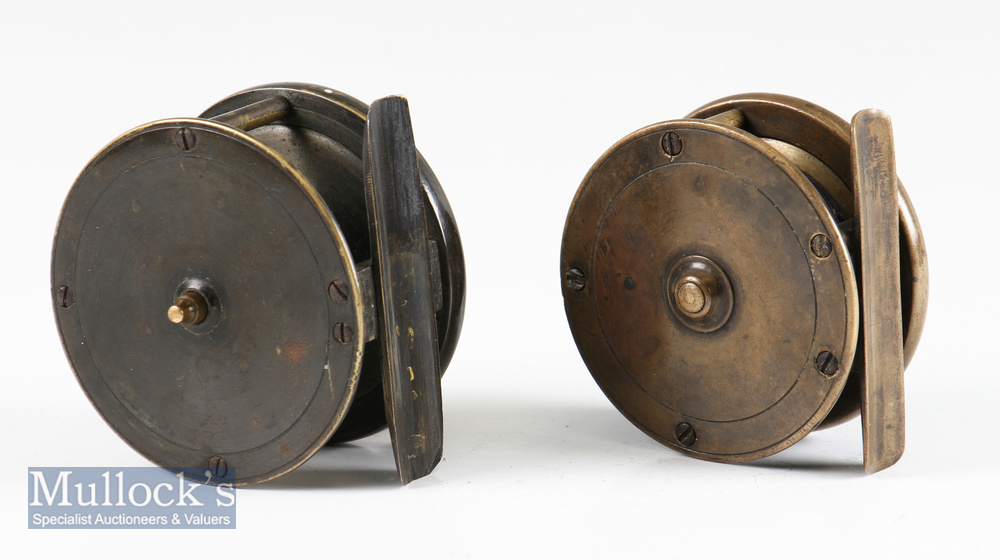 2x interesting small named brass plate wind fly reels – good Turnbull Princes St Edinburgh 2.5” c/ - Image 2 of 2