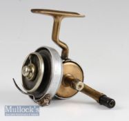 The Helica Casting Reel Co Redditch, Brass and alloy construction, brass foot, half bail arm, turned