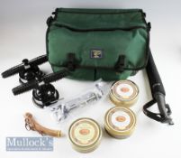 Large Daiwa Altmoor tackle bag and various accessories – Sextile style table clamp line drier in