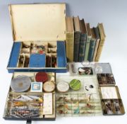 Large Selection of Fishing Equipment: To include tackle boxes containing spinners, lures, weight,