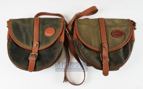 Barbour Wax / Leather Cartridge Bags –Pair Hard wearing wax cotton cartridge bag with leather
