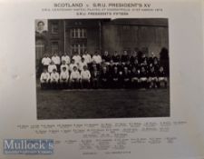 1973 large mounted official joint teams photo^ Scotland v the SRU President’s XV^ Centenary Match: