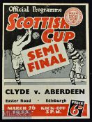 1955 Clyde v Aberdeen Scottish League Cup Semi-Final Football Programme Played at Easter Road