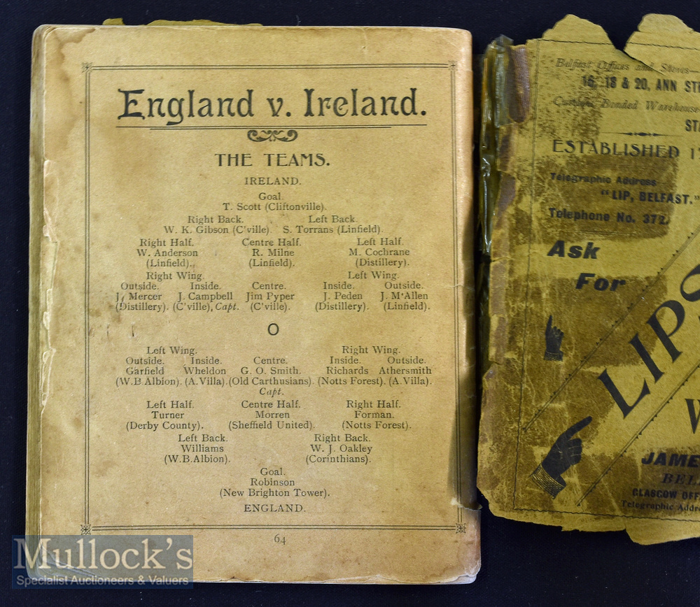 Scarce 1898 Ireland v England football programme at Cliftonville^ ‘Album of Famous Irish - Image 5 of 5