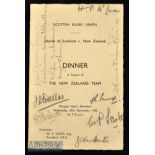 1935 Rare Signed North of Scotland v NZ Dinner Menu: Multiple signatures on 4pp card Menu with