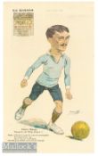 Printed cartoon of the footballer Pablo Dacal the first Uruguayan footballer to score a goal wearing